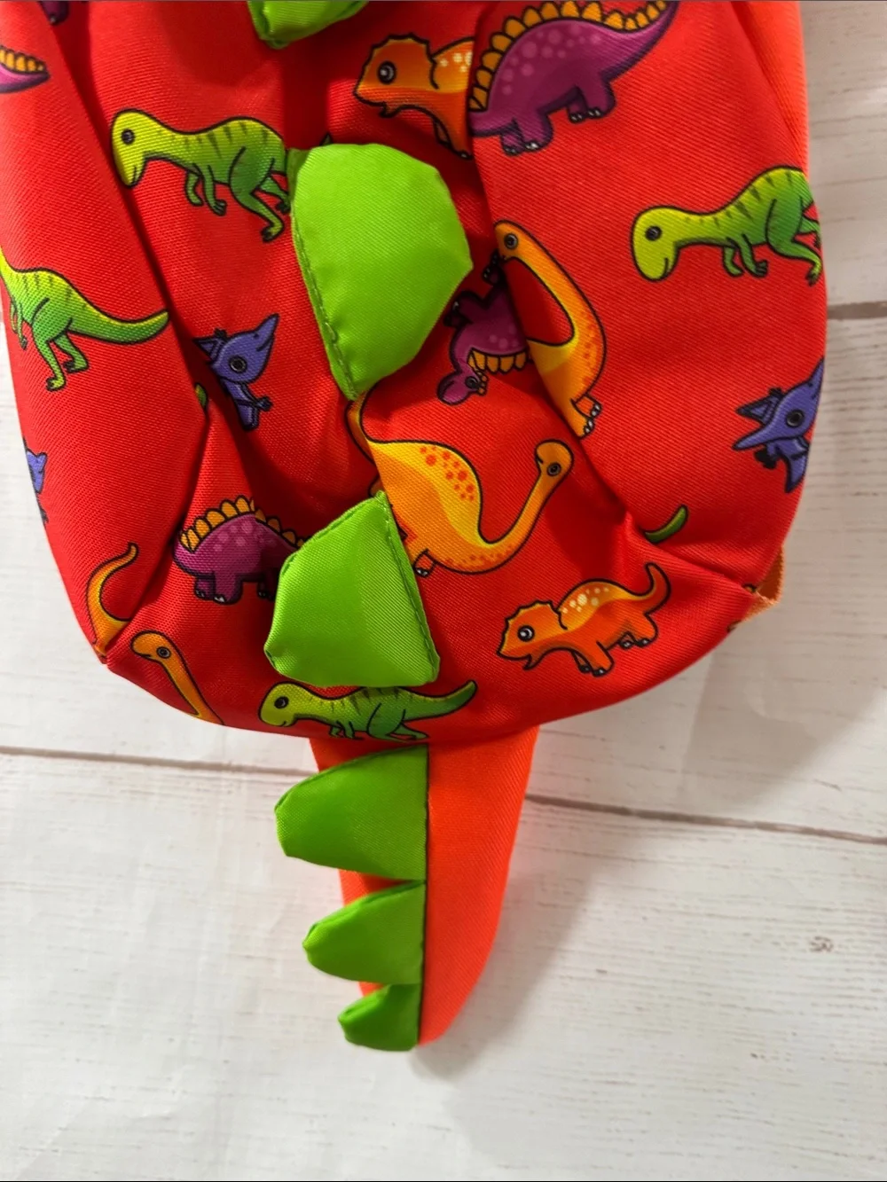 Kids Orange Dinosaur Backpack with Green Spikes - Cute School Bag